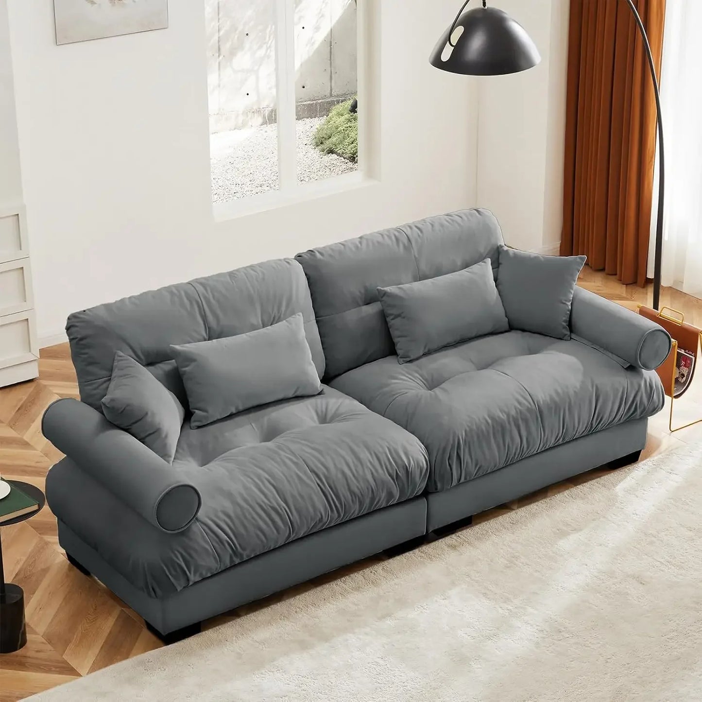Loveseat Sofa, Seater Modular Sectional Sofa, Large Sectional Couches for Living Room, Fluffy Couch Set,Love Seat, Velvet Cloud