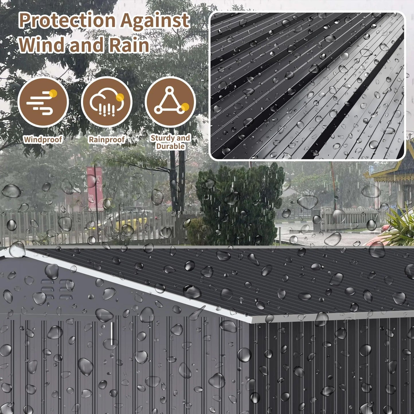 VIWAT 10x10~12x18FT Outdoor Metal Storage Heavy-Duty Frame Shed w/ Lockable Door, Heavy-Duty Tool Shed For Backyard Patio Graden