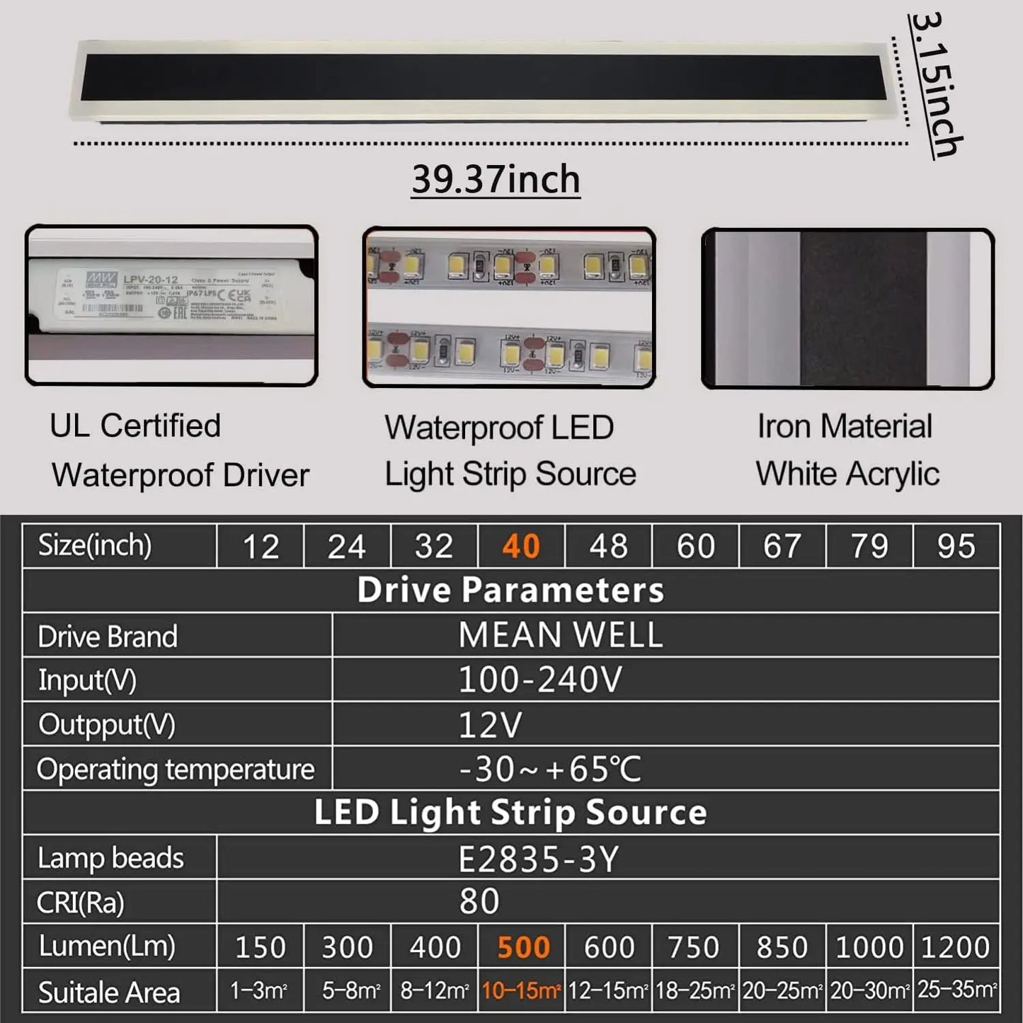 Long Wall Lamp Modern LED Waterproof IP65 Outdoor Wall Mount Lighting Fixture Garden Porch Sconce Lantern Sconces Luminaire