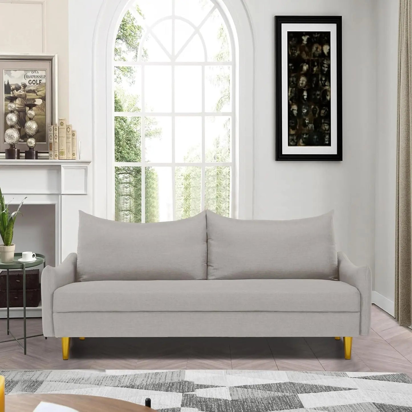 67" Modern Velvet Loveseat Sofa Couch, Mid-Century Tufted Upholstered Small Love Seat Couch with 2 Pillows & 4 Golden Legs (Multiple colors)