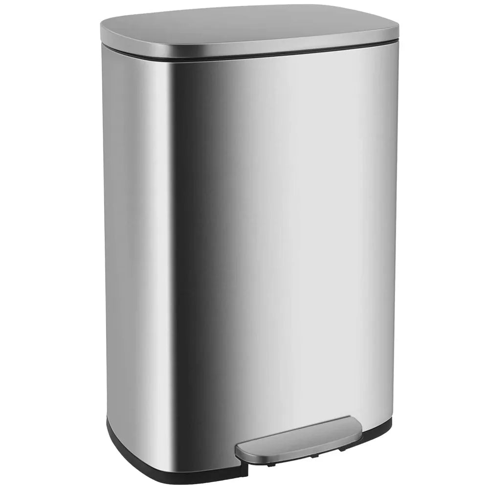 13 gallon/50 liter kitchen trash can with lid, suitable for office, bedroom, bathroom, anti fingerprint brushed stainless steel