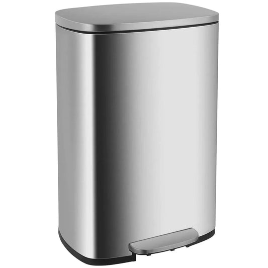 13 gallon/50 liter kitchen trash can with lid, suitable for office, bedroom, bathroom, anti fingerprint brushed stainless steel