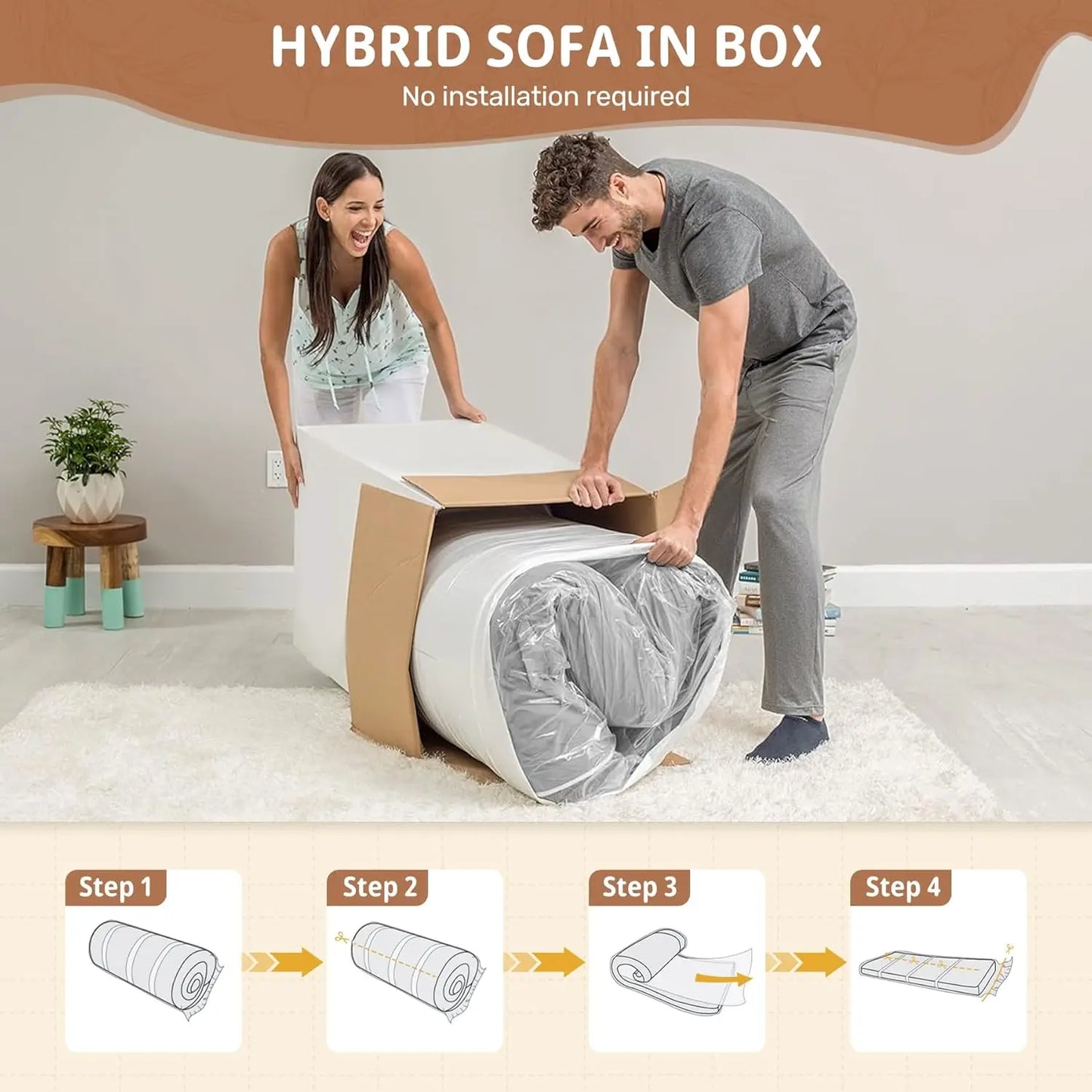 75'' Cloud Loveseat Sofa, No Assembly Required Comfy Deep Seat Couches 1 pcs for Living Room, Bedroom, Apartment