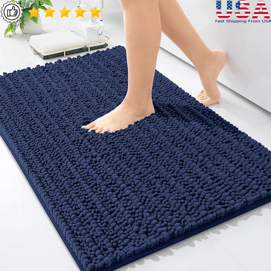 Ultra Soft Shaggy Bath Rug Thick Microfiber Absorbent Non-Slip Bathroom Mat Quick Dry Machine Washable Plush Carpet Home Decor