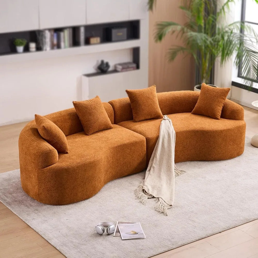 110.2" Curved Sectional Sofa,Luxury Wood Grain Chenille Fabric, Oversized Sectional Sofa,Compression Curved Couch for living room  (Multiple colors)