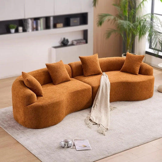 110.2" Curved Sectional Sofa,Luxury Wood Grain Chenille Fabric, Oversized Sectional Sofa,Compression Curved Couch for living room  (Multiple colors)