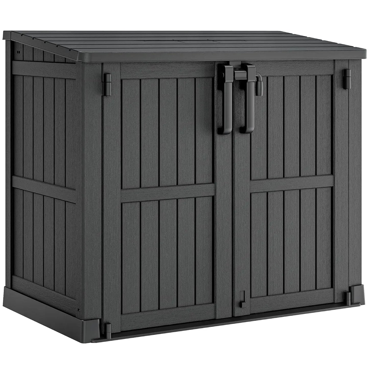 36 CuFt Lockable Resin Outdoor Storage Cabinet Horizontal Shed Waterproof Backyard Patio
