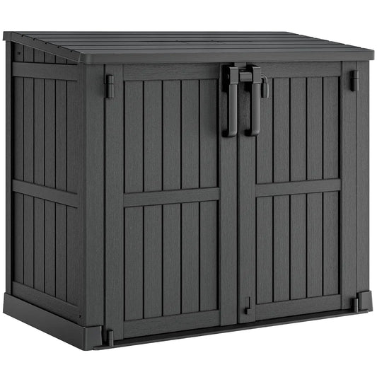 36 CuFt Lockable Resin Outdoor Storage Cabinet Horizontal Shed Waterproof Backyard Patio