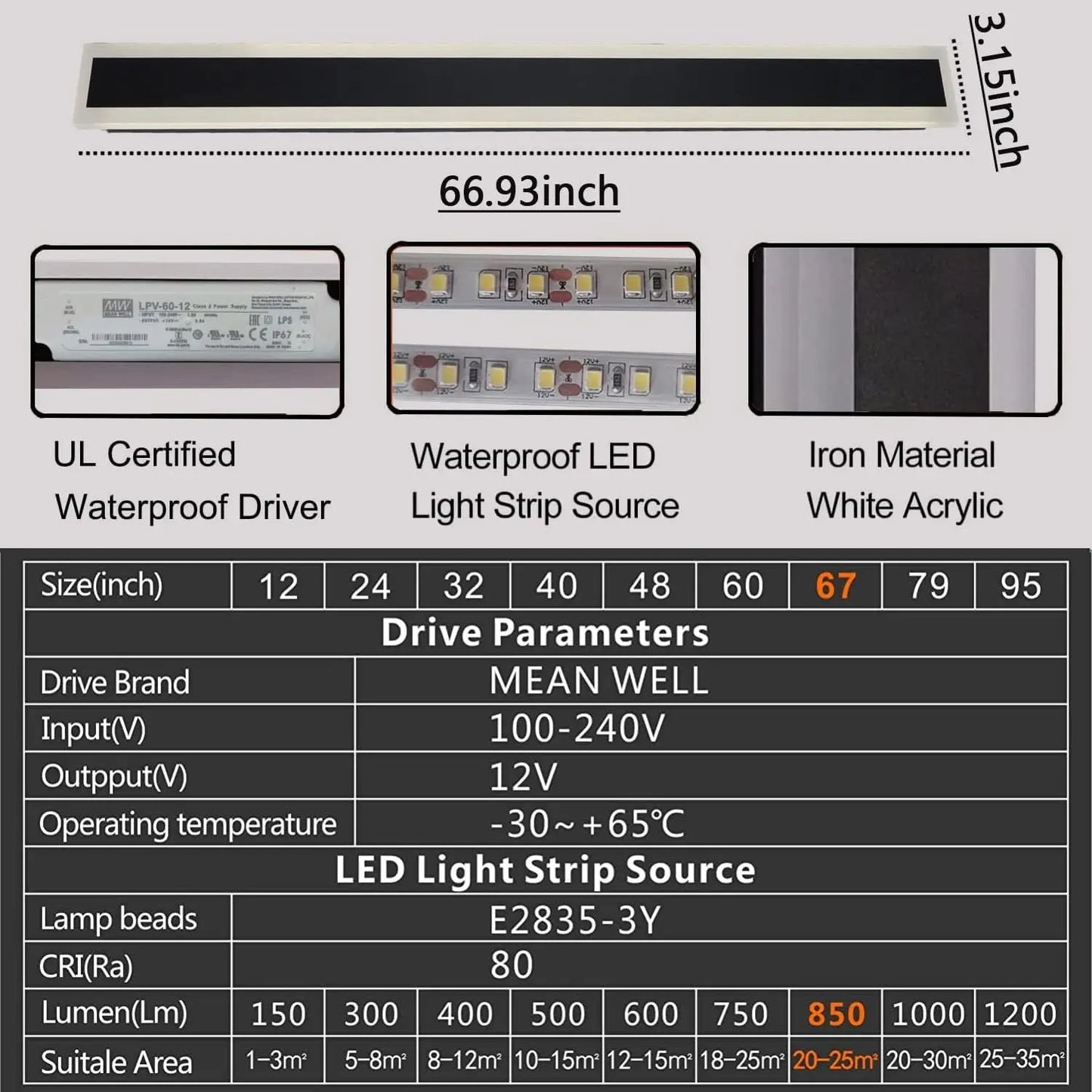 Long Wall Lamp Modern LED Waterproof IP65 Outdoor Wall Mount Lighting Fixture Garden Porch Sconce Lantern Sconces Luminaire