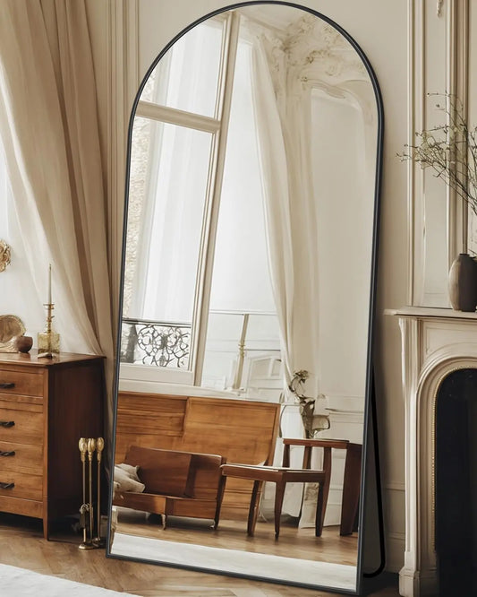Full Length Mirror, 26"x68" Oversized Floor Mirror,Full Body Mirror with Stand for Bedroom, Living Room, Cloakroom (Black and Gold)