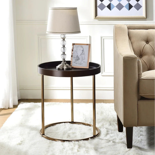 Living Room Furniture Coffee Tables Round Tray Table with Metal Frame