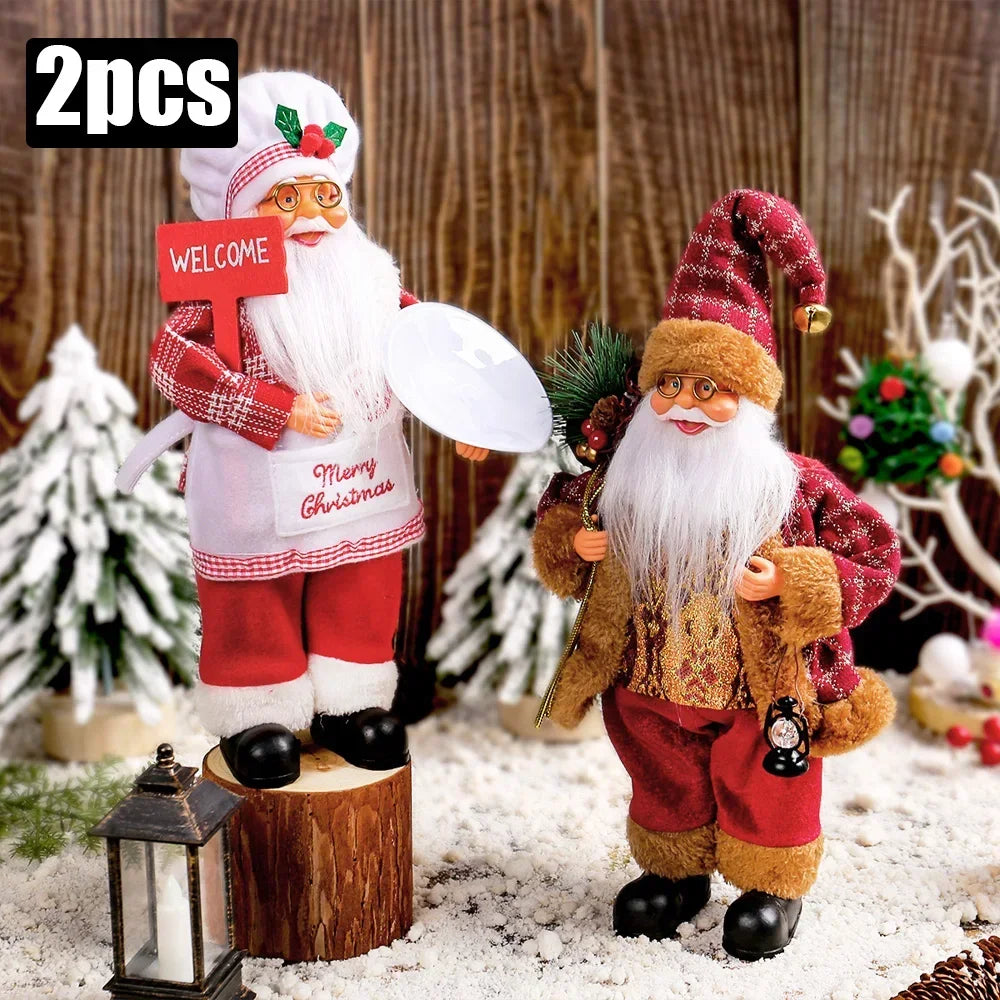 1~4 PCS 2025 Christmas Decoration for Home Santa Claus Plush Doll 30 cm Navidad Party Decor Xmas Ornaments New Year Gift