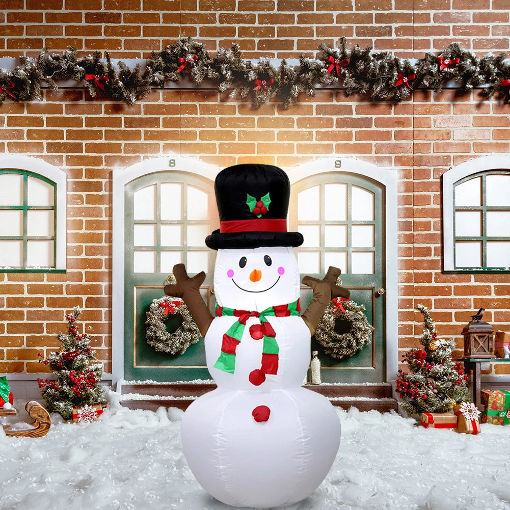 Inflatable Twig Snowman Ornament with LED Light Snowman Dolls Decor for Xmas Garden Party Decor