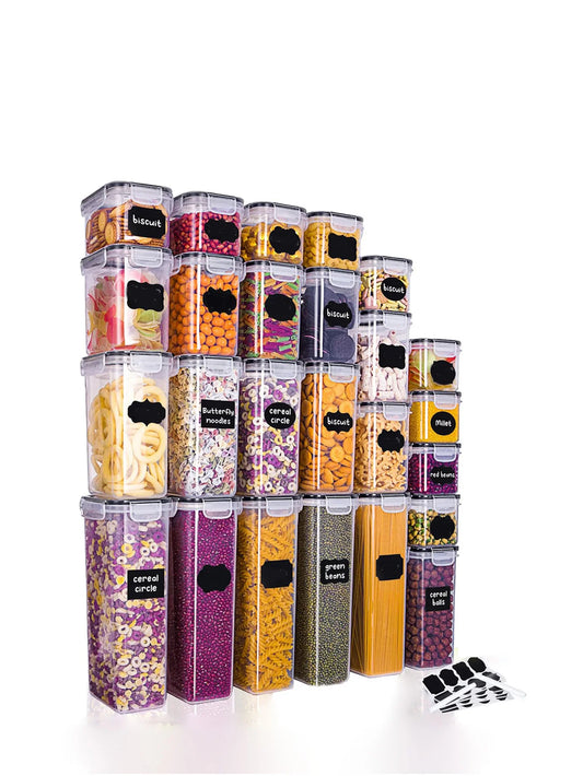 18 pcs, Sealed jar Sugar jar storage containers with labels - perfect for keeping food fresh