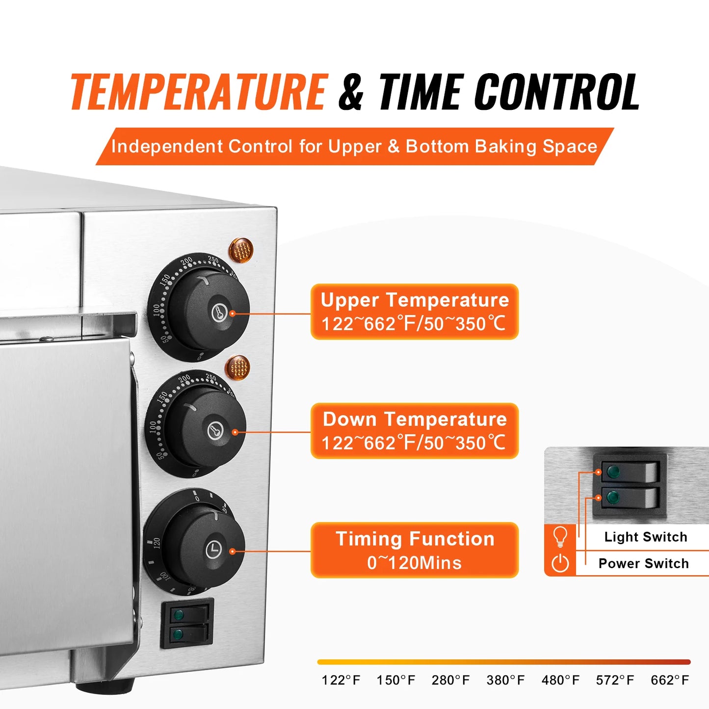 SucceBuy Commercial Pizza Oven Countertop Single Deck Layer Stainless Steel Electric Pizza Oven w/ Stone and Handle Pizza Maker