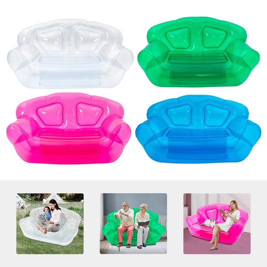 Inflatable Sofa Seat Clear/Green/Red/Blue Pvc Portable Air Sofa Camping Yard Outdoor Home Inflatable Couch with 3 Valve