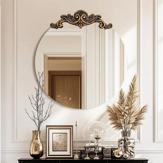 Large Vintage Mirror Baroque Antique Round Mirror for Wall Decor 24/28/32/36inch