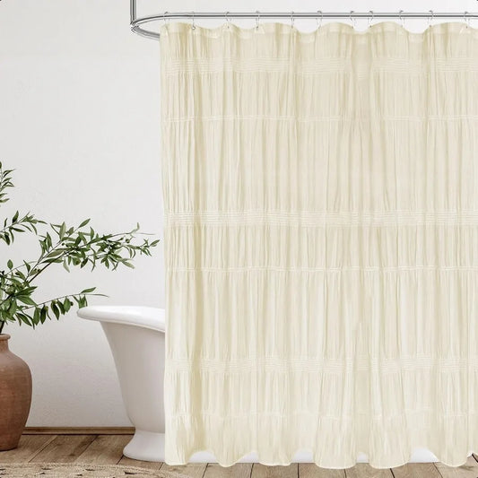 Beige Shower Curtain Rustic Farmhouse Shower Curtain Cotton Blend Neutral Shower CurtainsBeige Cream 72 x 72
