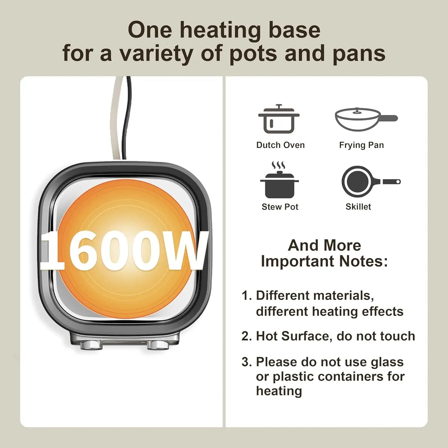 Electric Hot Pot 6-Quart & Multi-Cooker | Non-Stick Electric Skillet with PFOA-Free Ceramic-Coated Pot, 3 Power Settings & Timer