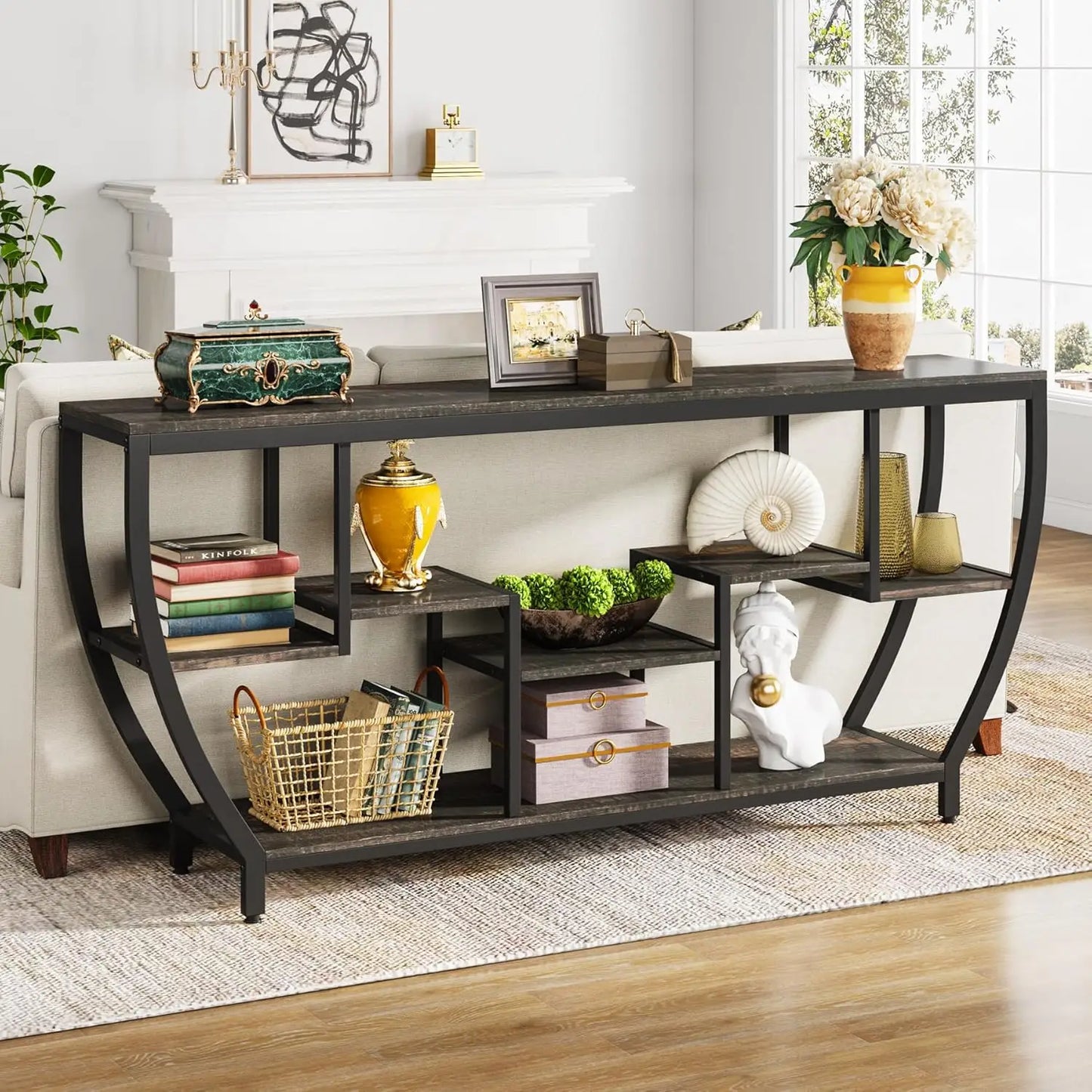 Sofa Table with Shelves,Console Table with Storage,Entryway Table TV Stand, Behind Couch Table Accent Tables for Living Room