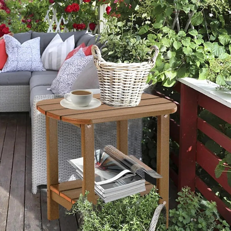 Teak Double Adirondack Side Table, Weather Resistant for Pool and Patio