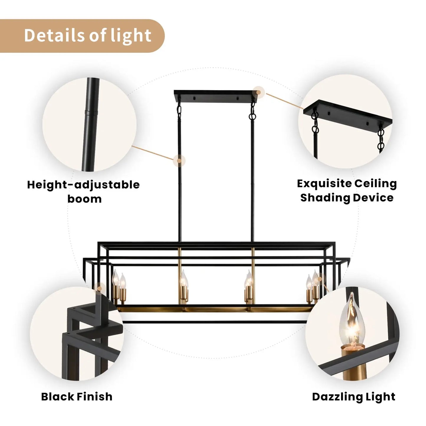 Retro Industrial Chandelier for Table Dining Room Kitchen Island Bar Light Pendant Lighting Lamps Home Decor Lusters Luminaires (Silver and Gold)