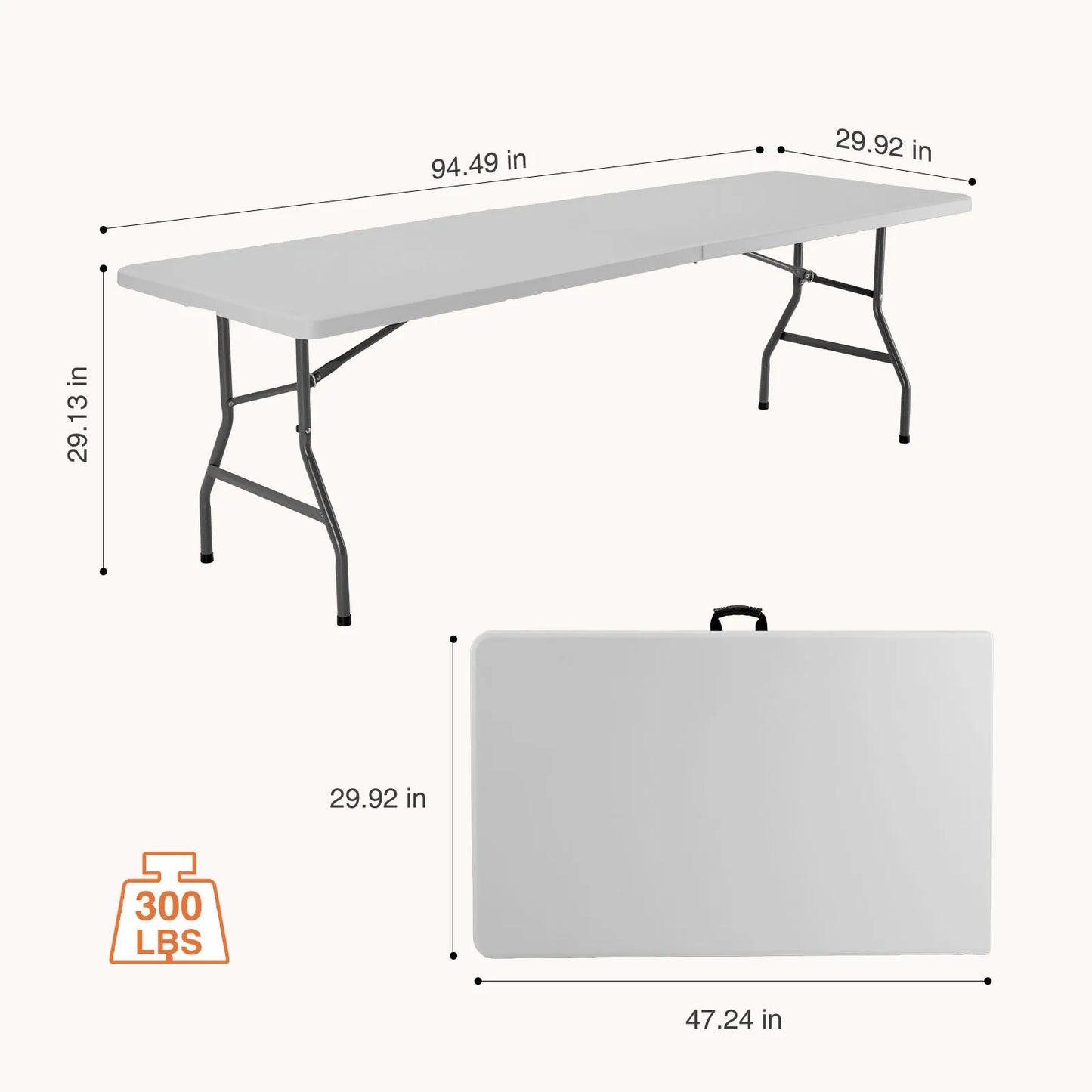 JHK Plastic Portable Folding Outdoor Indoor Table Heavy Duty Foldable Table with Carrying Handle Safety Lock For Camping Picnic
