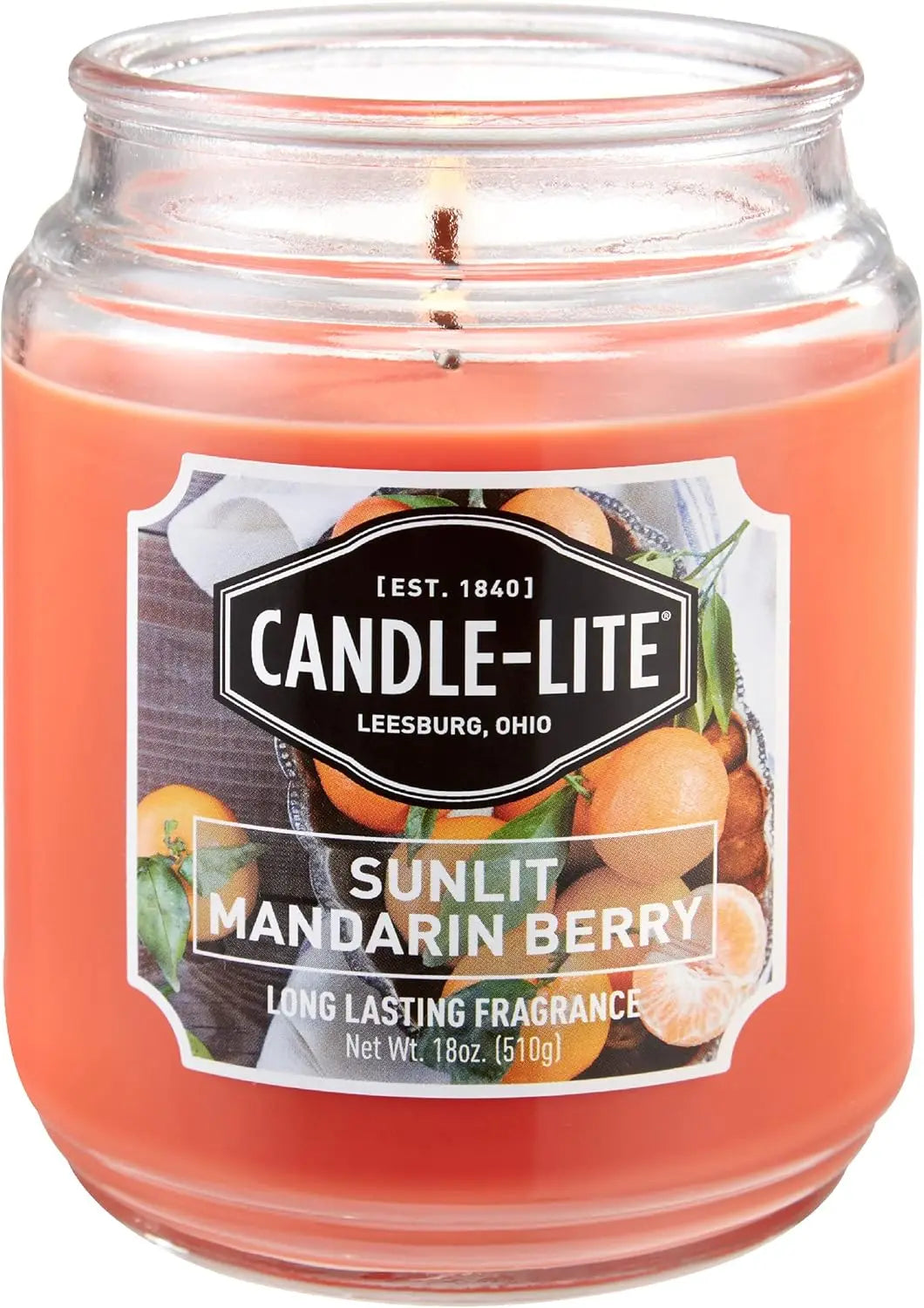 Candle-Lite Scented Sunlit Mandarin Berry Fragrance, One 18 oz. Single-Wick Aromatherapy Candle with 110 Hours of Burn Time.