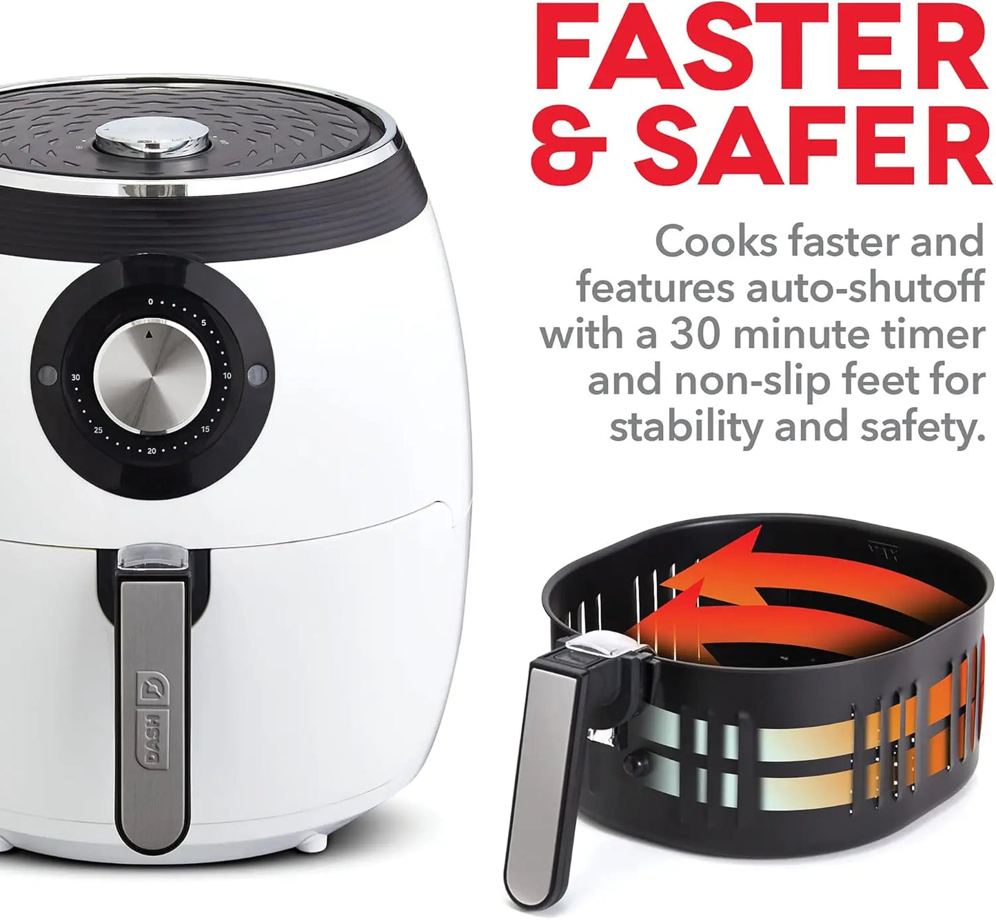 Deluxe Electric Air Fryer + Oven Cooker with Temperature Control, Non-stick Fry Basket, Recipe Guide + Auto Shut Off Feature, (Multiple colors)