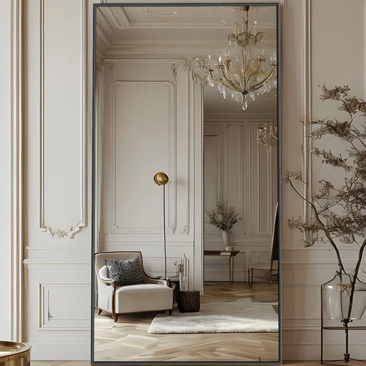 Full Length Mirror, 78"x38" Floor Mirror with Stand, Hanging Mounted Mirrors for Bedroom, Living Room, Dining Room