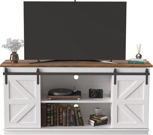 TV Stand for 65 Inch TV, Mid Century Modern Media TV Console Table for Living Room Bedroom (Bright White)
