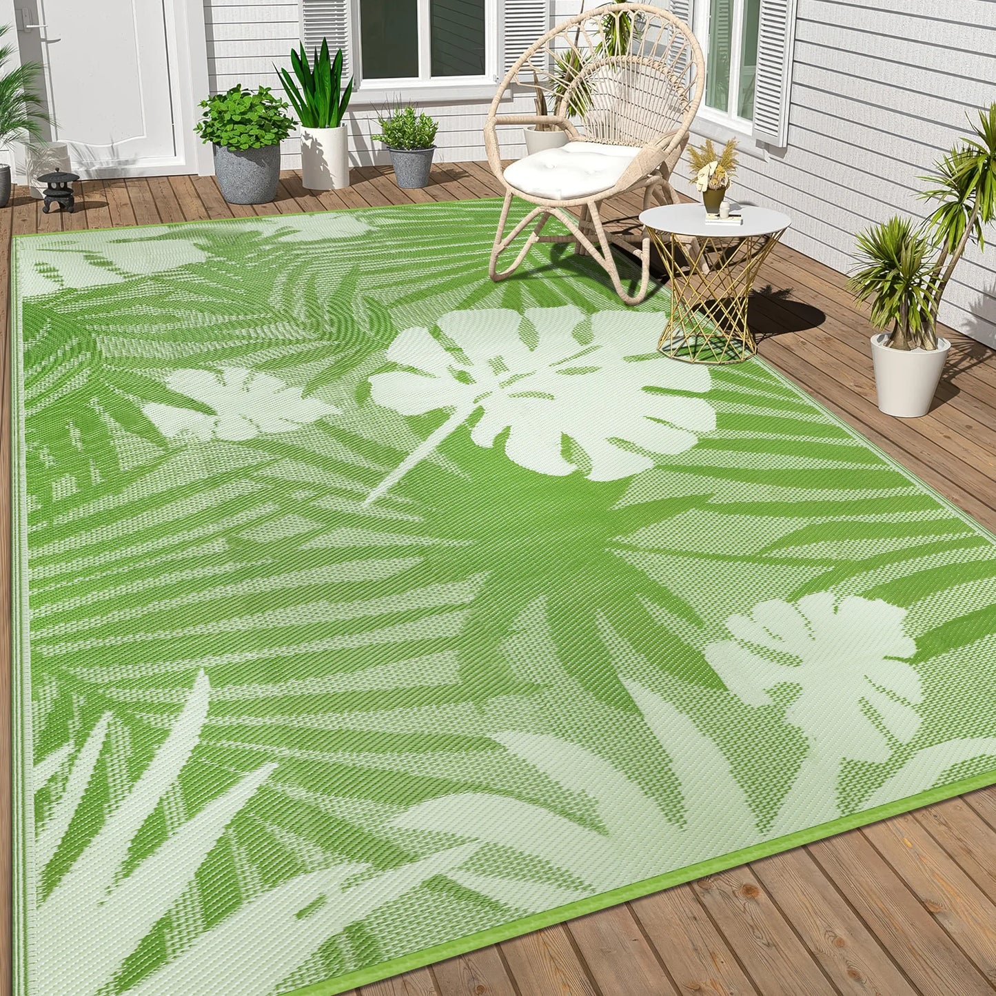 9‘x12' Outdoor Rug Waterproof Recycled Plastic Straw Rug Patio Rug Indoor Outdoor Carpet for Patio Deck Camping RV Beach