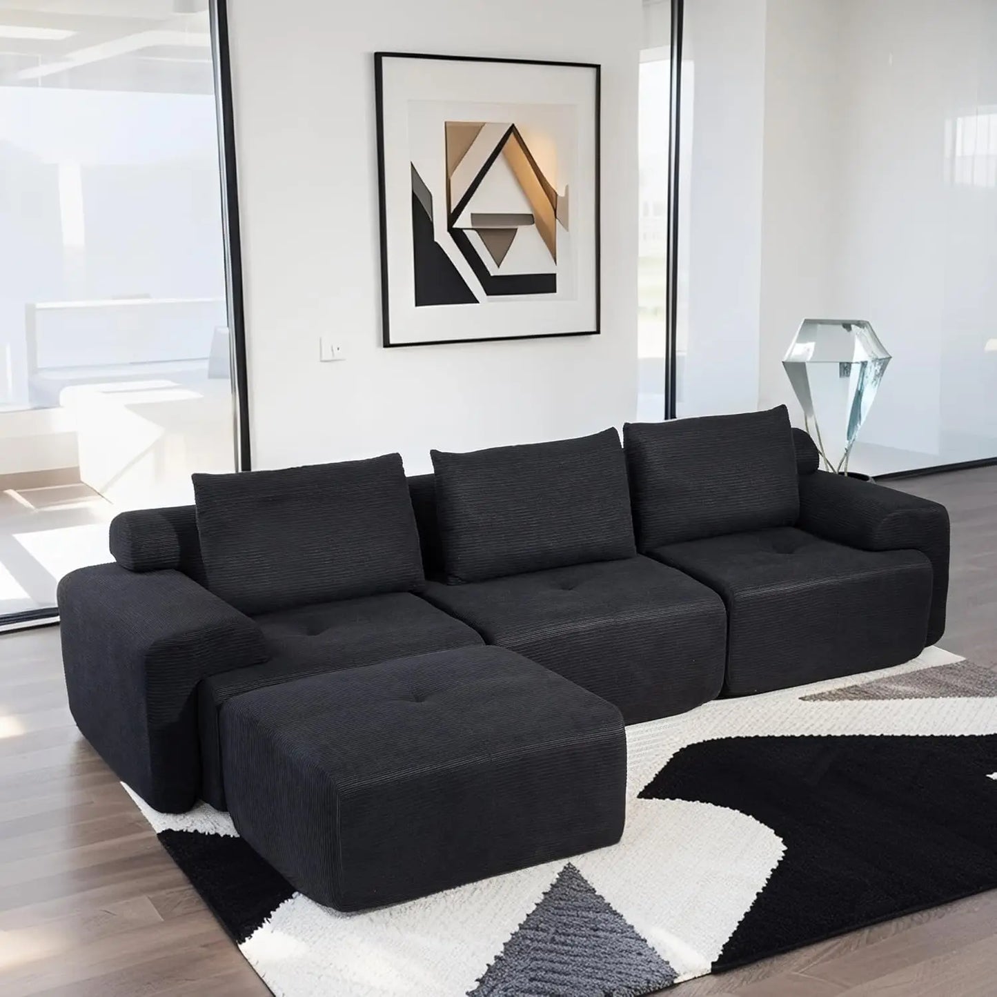 L-Shaped Sectional Couches for Living Room with Memory Foam & Steel Frame - No Assembly Convertible Sofa Bed, Modular Couch  (Multiple colors)