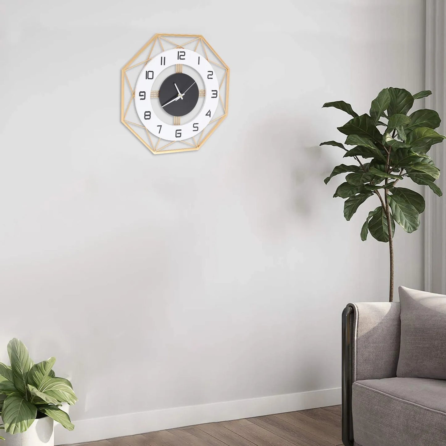 16 Inch Square Modern Wall Clock, Battery Operated Silent Non-Ticking, Easy to Read Decorative Clock for Living Room, Office