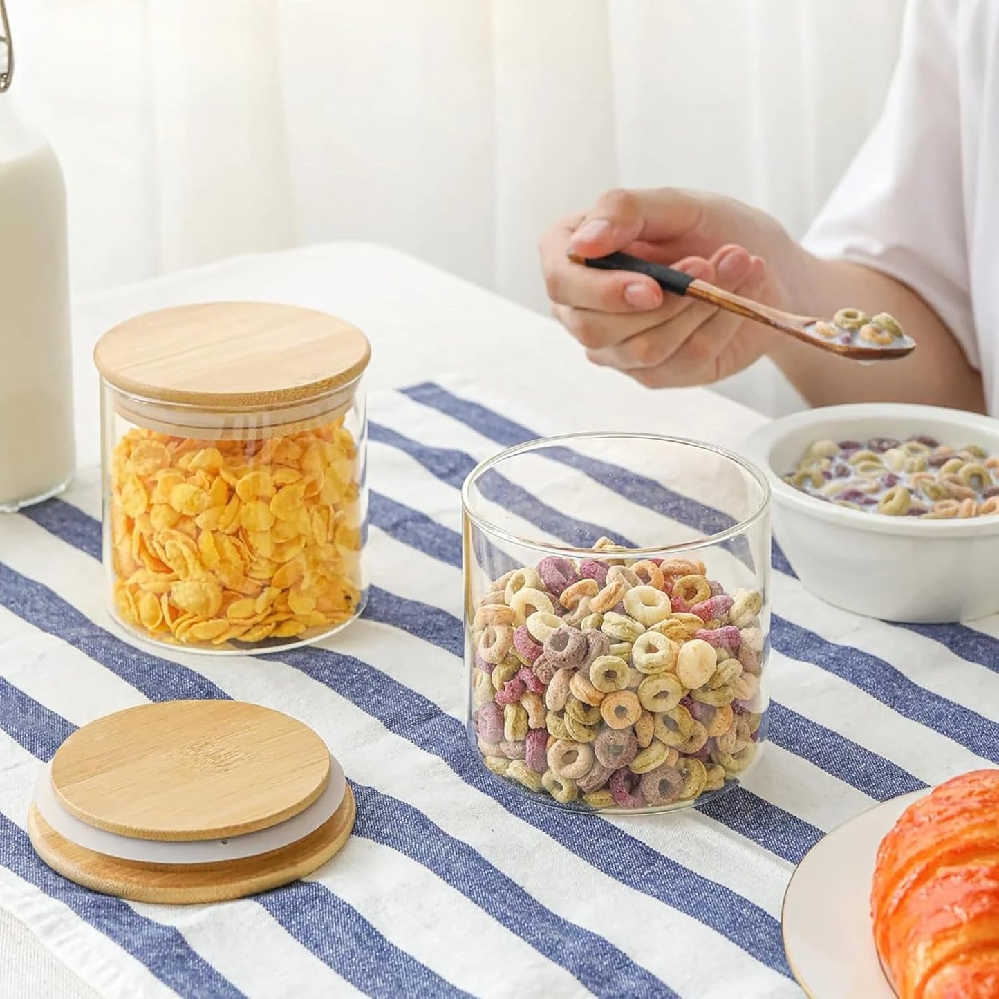 20oz Glass Food Storage Jars Set of 9, Clear Glass Storage Containers with Lids, Pantry Organization Jar, Spice, Blooming Tea